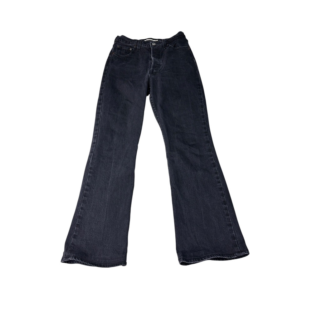 Levis Premium Big E Ribcage Bootcut Jeans Faded Black High Rise Womens 26x27
